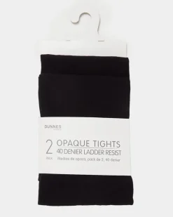 40 Denier Opaque Tights - Pack Of 2 (5-14 Years)