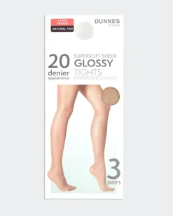20 Denier Sheer Glossy Tights - Pack Of 3