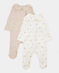 Bear And Bee Sleepsuit - Pack Of 2 (Newborn-12 Months)