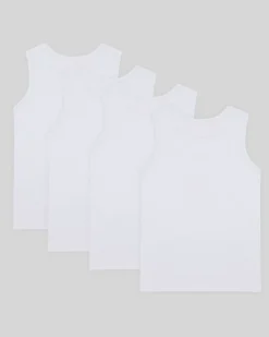 Boys Sleeveless Rib Vests – Pack Of 4 (2-14 Years)