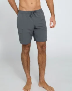 Cargo Grid Fabric Swim Shorts