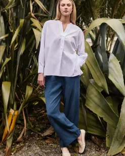 Carolyn Donnelly The Edit White Cotton V-Neck Shirt