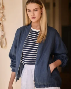 Carolyn Donnelly The Edit Linen Bomber Jacket