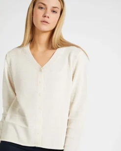 Carolyn Donnelly The Edit Fine Garter Knit Stone Cardigan