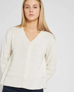 Carolyn Donnelly The Edit Fine Garter Knit Stone Cardigan