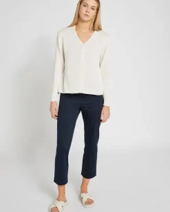 Carolyn Donnelly The Edit Fine Garter Knit Stone Cardigan