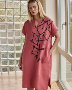 Carolyn Donnelly The Edit Square Print Linen Dress