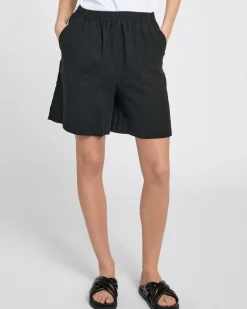Carolyn Donnelly The Edit Black Linen Shorts