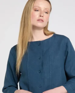 Carolyn Donnelly The Edit Button Front Linen Top