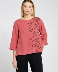 Carolyn Donnelly The Edit Square Print Linen Top