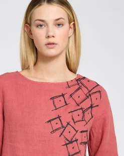 Carolyn Donnelly The Edit Square Print Linen Top