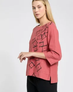 Carolyn Donnelly The Edit Square Print Linen Top