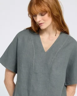 Carolyn Donnelly The Edit V-Neck Khaki Linen Top
