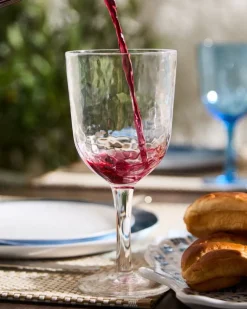 Clear Hammered Wine Glass