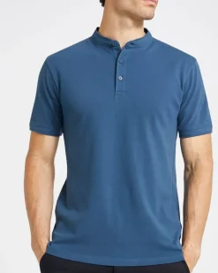 Collarless Slim Fit Polo Shirt