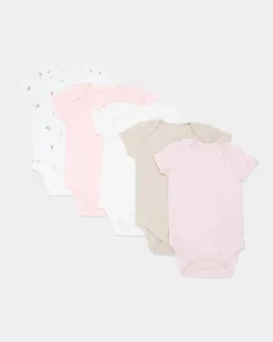 Cotton Short-Sleeved Bodysuits - Pack Of 5 (Newborn-3 Years)