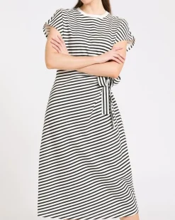 Cotton Tie Side Jersey Midi Dress