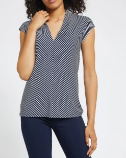 Draped V-Neck Short-Sleeved Jersey Top
