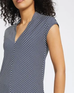 Draped V-Neck Short-Sleeved Jersey Top