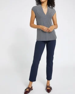 Draped V-Neck Short-Sleeved Jersey Top