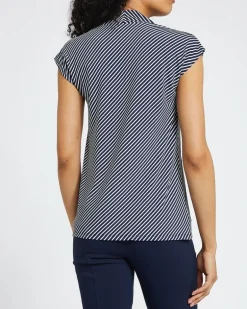 Draped V-Neck Short-Sleeved Jersey Top