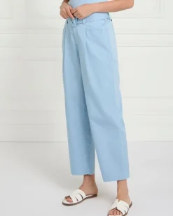 Gallery Cotton Belted Poplin Wide Leg Trousers