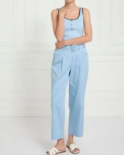 Gallery Cotton Belted Poplin Wide Leg Trousers