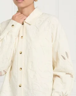 Gallery Frieda Cream Embroidered Cotton Shacket