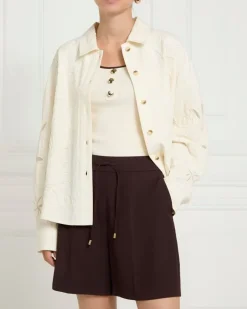 Gallery Frieda Cream Embroidered Cotton Shacket