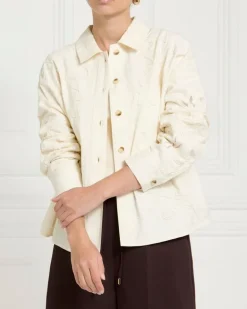 Gallery Frieda Cream Embroidered Cotton Shacket