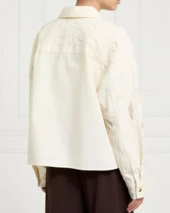 Gallery Frieda Cream Embroidered Cotton Shacket