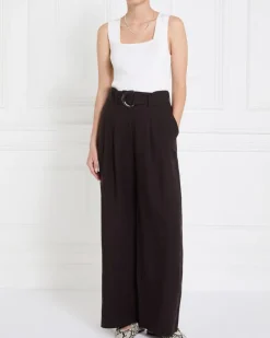 Gallery High Waisted Belted Wide Leg Trousers