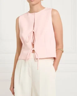 Gallery Light Pink Bow Tie Waistcoat Top