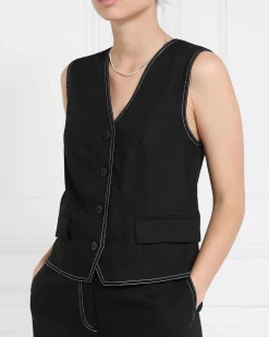 Gallery Linen Blend Contrast Stitch Waistcoat