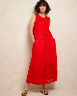 Gallery Sylvie Red Embroidery Co-Ord Skirt