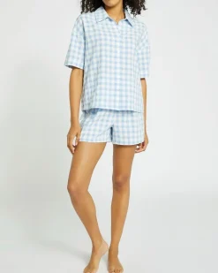 Gingham Woven Revere Pyjama Short Set