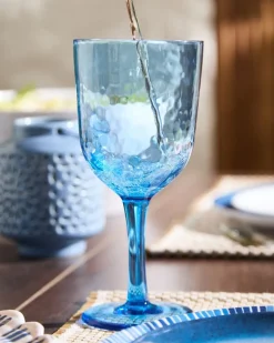 Hammered Blue Tint Wine Glass