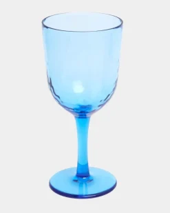 Hammered Blue Tint Wine Glass
