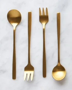Helen James Considered Brass Plated Spoon And Fork - Pack Of 4
