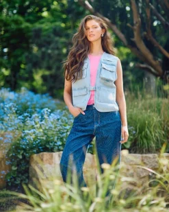Helen Steele Denim Utility Waistcoat Jacket