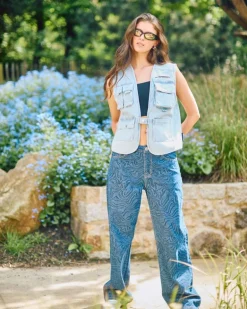 Helen Steele Denim Utility Waistcoat Jacket
