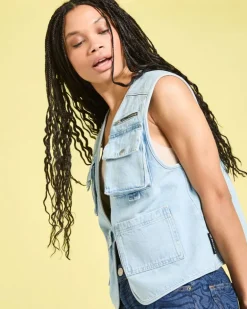 Helen Steele Denim Utility Waistcoat Jacket