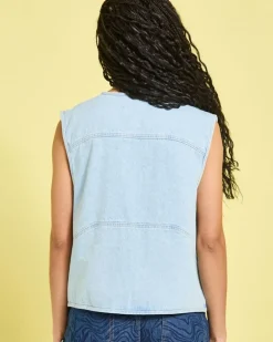 Helen Steele Denim Utility Waistcoat Jacket