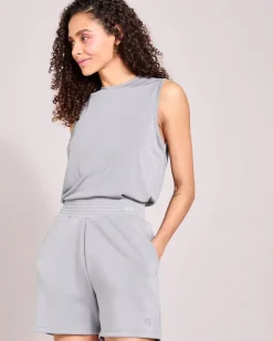 Helen Steele Soft Touch Grey Modal Gathered Waist Shorts