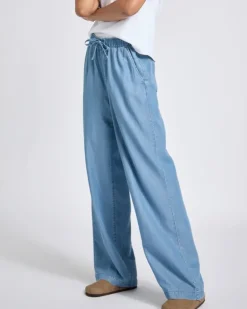 High Rise Wide Leg Drawstring Lyocell Jeans
