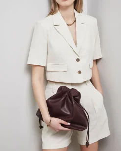 High Waisted Linen Blend Pleated Shorts