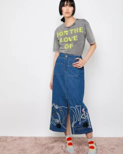 Joanne Hynes 'Tiger Lady' Embellished Denim Skirt