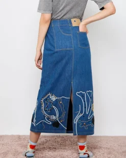 Joanne Hynes 'Tiger Lady' Embellished Denim Skirt