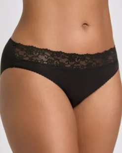 Lace Top Cotton High Leg Brief - Pack Of 5
