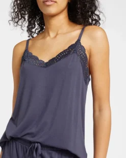 Lace Trim Viscose Cami Pyjama Top